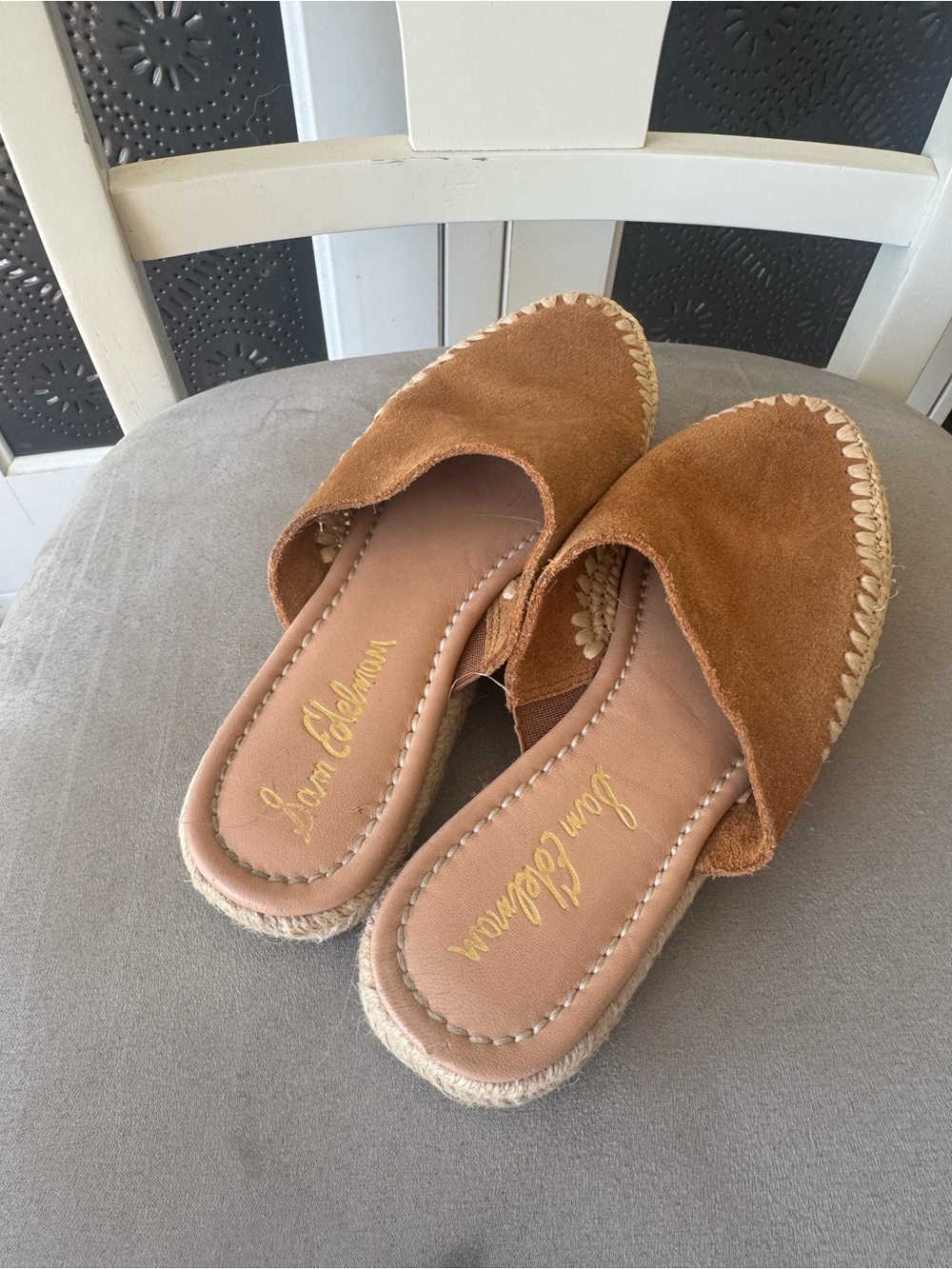Sam Edelman Brown Suede Espadrille Slip-On Mules women’s Size 5